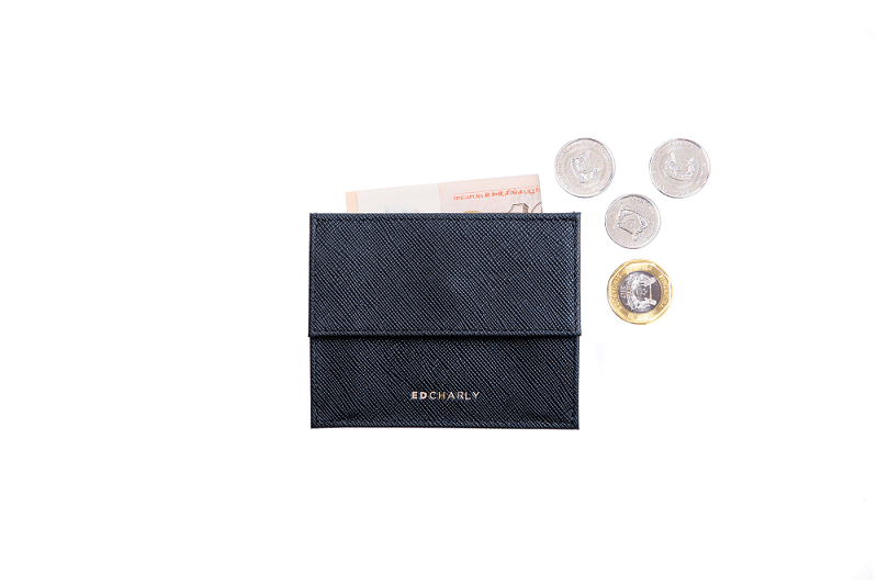 Slim Credit Card Holder in Black Saffiano