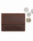 Brown Ed Charly crazy horse leather wallet with coin pocket, front view
